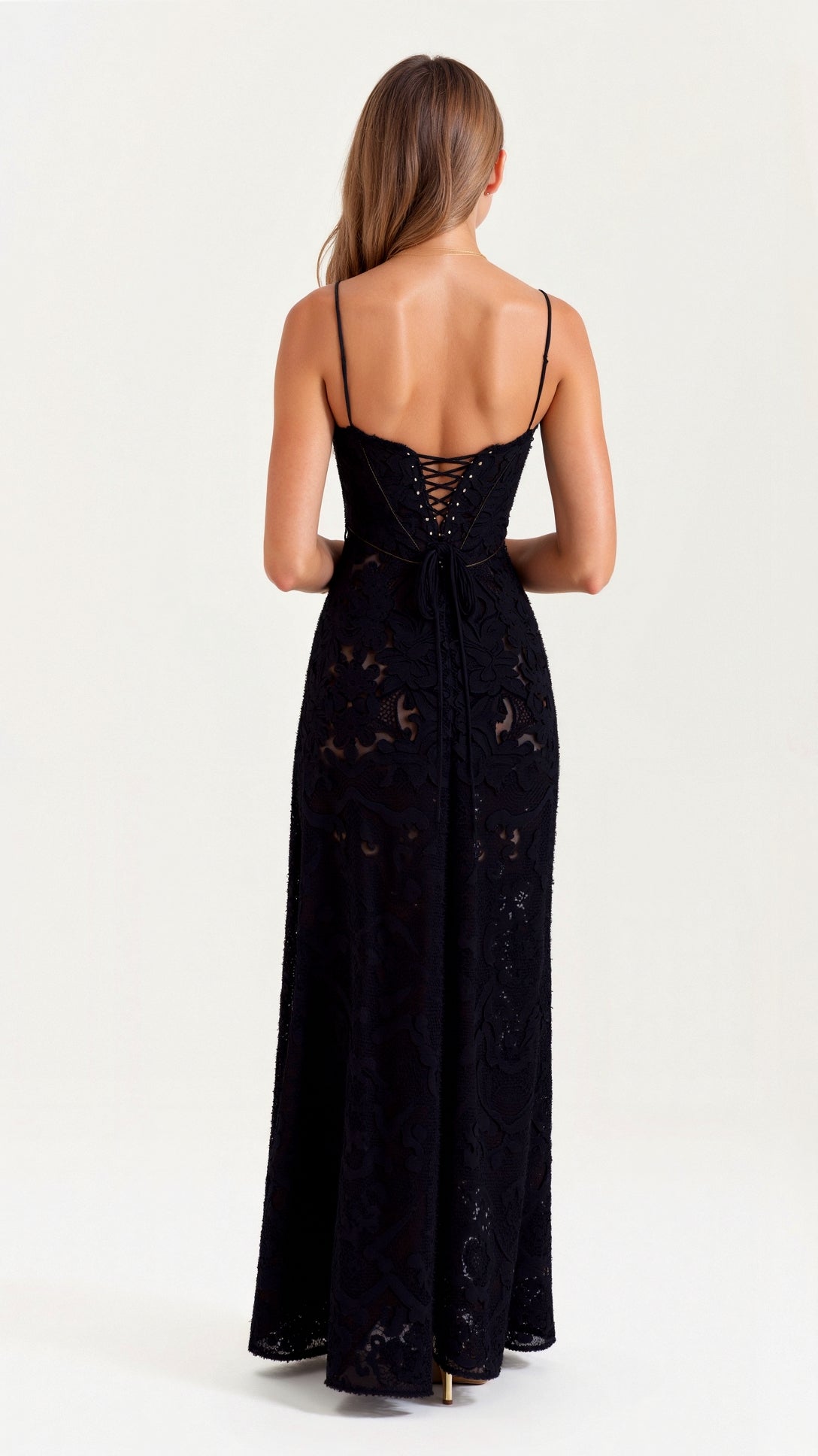 Bustier Corset-Back Floral Organza Maxi Wedding Guest Dress