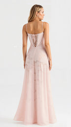Bustier Corset-Back Floral Organza Maxi Wedding Guest Dress