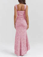 Corset Bodice Jacquard Mermaid High-Low Midi Occasion Dress