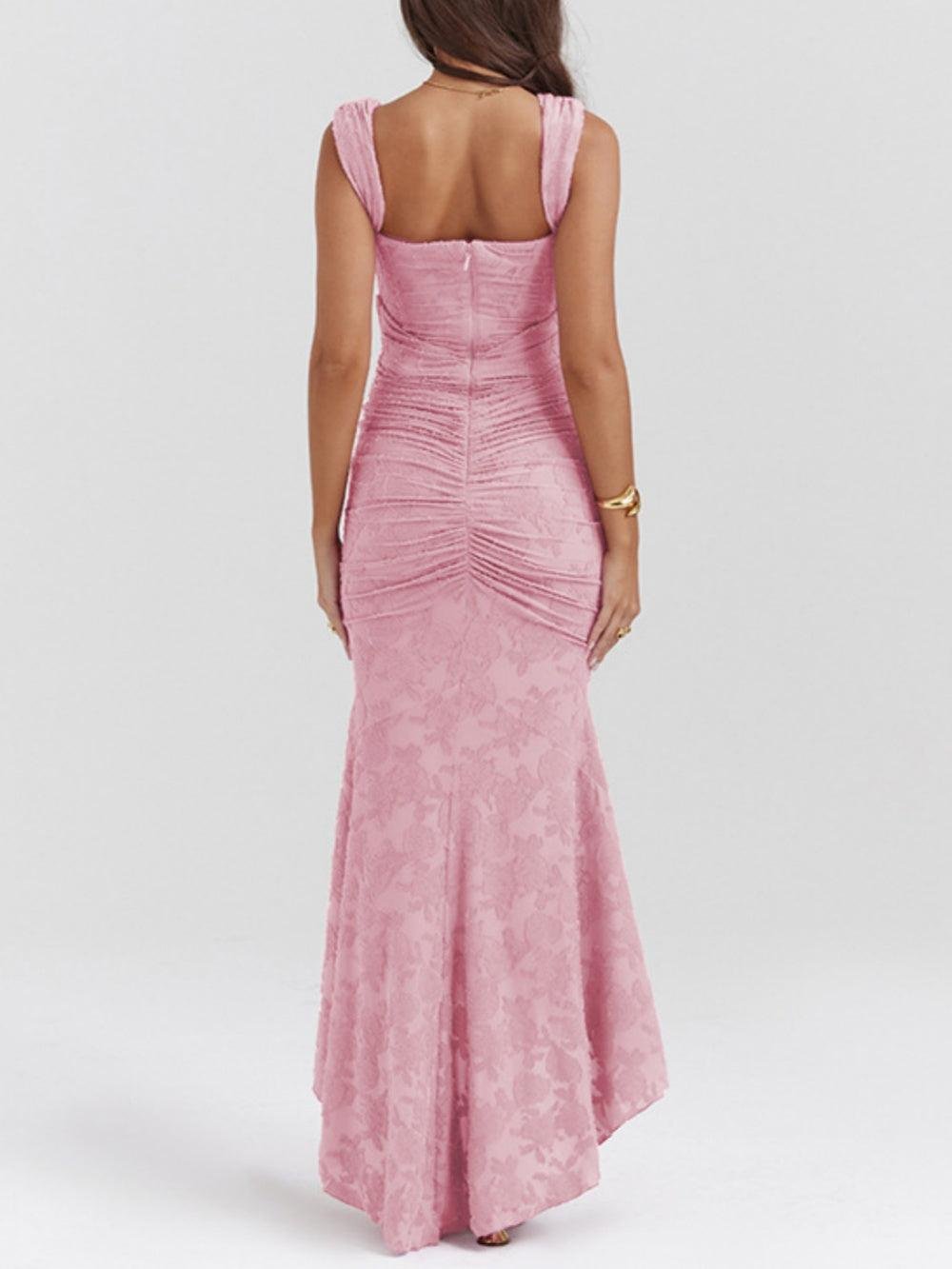 Corset Bodice Jacquard Mermaid High-Low Midi Occasion Dress