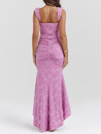 Corset Bodice Jacquard Mermaid High-Low Midi Occasion Dress