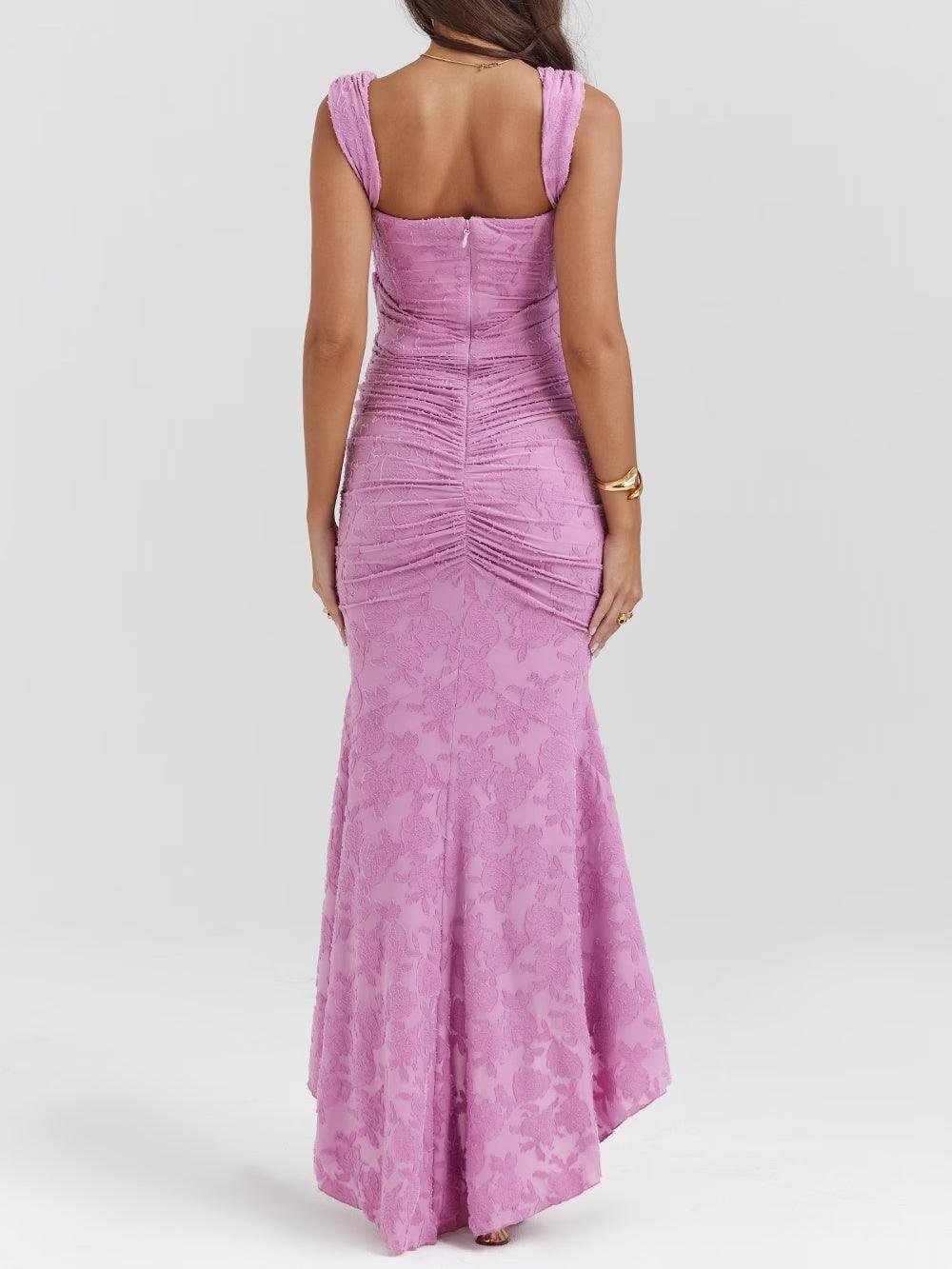 Corset Bodice Jacquard Mermaid High-Low Midi Occasion Dress