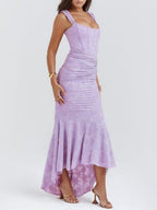 Corset Bodice Jacquard Mermaid High-Low Midi Occasion Dress