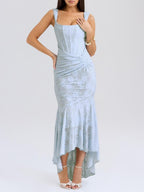 Corset Bodice Jacquard Mermaid High-Low Midi Occasion Dress