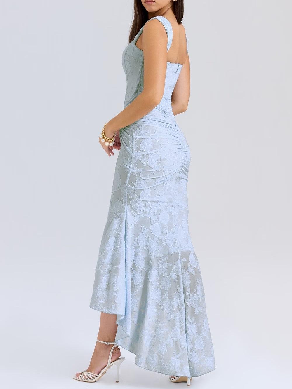 Corset Bodice Jacquard Mermaid High-Low Midi Occasion Dress