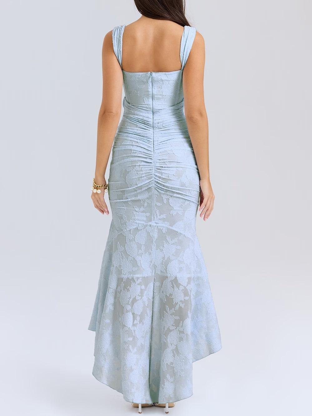 Corset Bodice Jacquard Mermaid High-Low Midi Occasion Dress