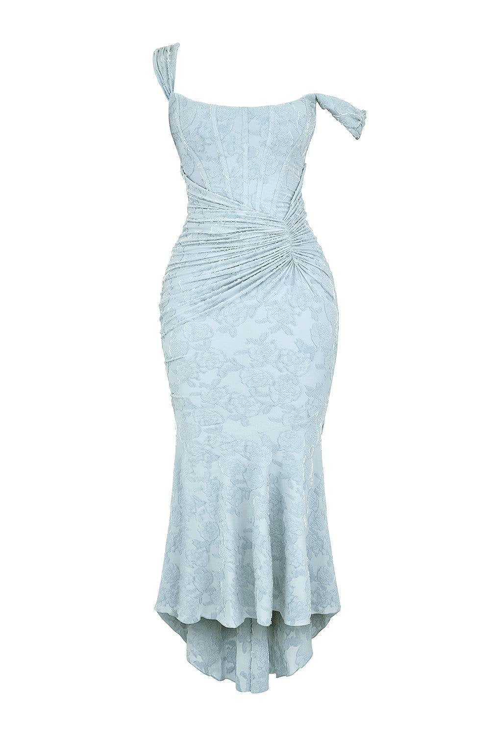 Corset Bodice Jacquard Mermaid High-Low Midi Occasion Dress