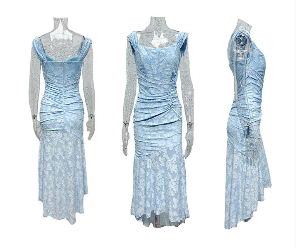 Corset Bodice Jacquard Mermaid High-Low Midi Occasion Dress