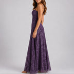 Boned Corset Bodice A-Line Maxi Wedding Guest Dress