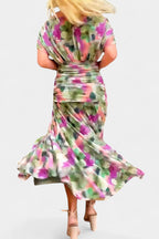 Off-Shoulder Twist-Front Ruched Chiffon Maxi Party Dress